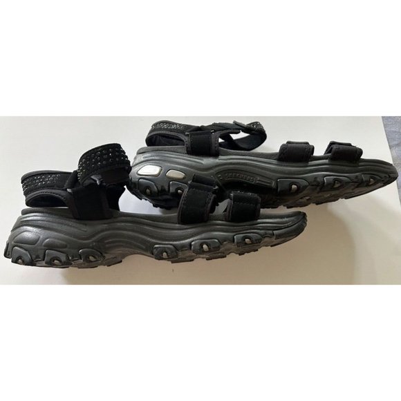 Women's Sketchers Yoga Form Sparkle Slingback Thong Sandals Size 11 Black - Picture 6 of 9